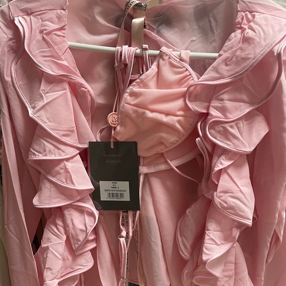 House of CB AALIYAH FAIRY PINK REAL SILK CHIFFON RUFFLE TOP & BRALET - Picture 2 of 11